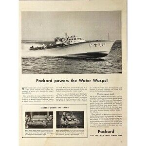Packard "Packard Powers the Water Wasps PT Boats!" Vintage Print Ad 1940-41